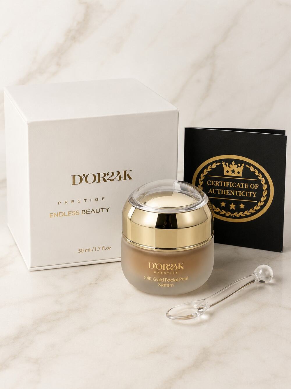 D’OR24K Prestige 24K Gold Facial Peel System 50ml NIB COA Applicator